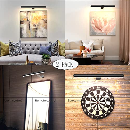 Image of 2Pack Wireless Picture Lights with Remote,Battery Operated,16.5'' Painting Lights for Art Picture Full Metal with Dimmable Timer, Magnetic Attached Display Light for Dartboard Gallery