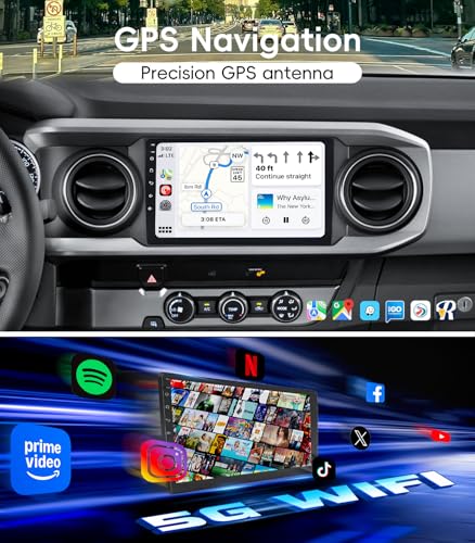 Image of 4G+64GB Android 13 Car Radio Stereo for Toyota Tacoma 2016-2021,10 inch Touch Screen Head Unit with CarPlay /Android Auto /GPS Navigation /Bluetooth /FM /DSP Radio /AHD Backup Camera