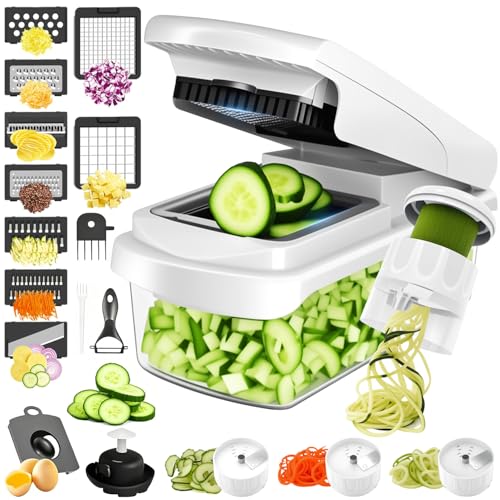 La Mejor Recopilación de Nicer dicer magic cube liverpool Top 10. 47 RENDIN Cortador de Verduras - 16 en 1 Picador de Verduras Multifunción con 9 Cuchillas de Acero Inoxidable, Rallador de Verduras con Espiralizador de Mano para Cocina Frutas,...