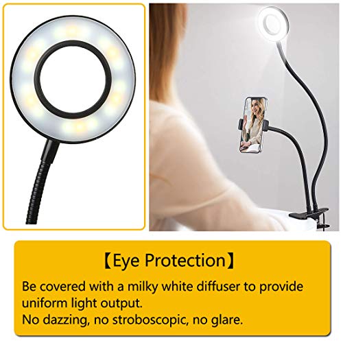 LED Selfie Ringlicht mit Handyhalter, 2 in 1 Webcam Licht Ringleuchte Halterung für Live Stream Make up, 3 Leuchtmodi… – Bild 5