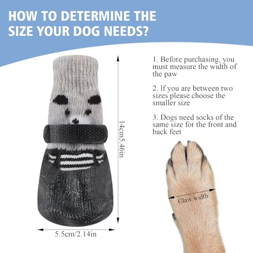 Hundeschuhe 2 Paar Hundeschuhe Pfotenschutz Outdoor Schwarzbär Hundesocken Anti Rutsch mit Verstellbarem Klettverschluss Gegen Pfotenlecken,für den Innen-und Außenbereich Geeignet(L)