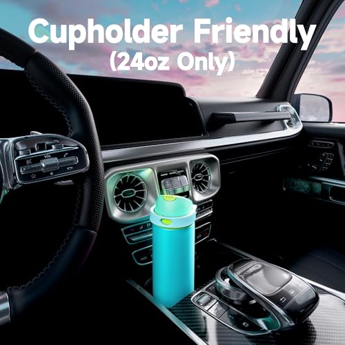Image of 24 oz Insulated Water Bottle for Men: Meoky Stainless Steel Water Bottle with 2-in-1 Straw and Spout Lid - Leak Proof, Cold for 24 Hours, Fits in Car Cup Holder, BPA-Free for Sports Travel, Teal