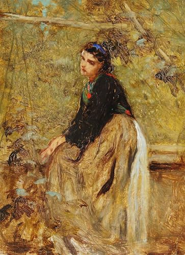 Lienzo Ragazza seduta de George Elgar Hicks poster decorativo de lona 60x90cm para casa y oficina