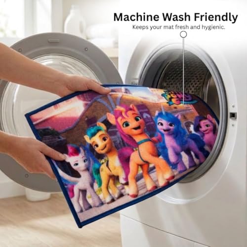 Image of Athom Living My Little Pony Funny Time Themed Multicoloured Kids Bathmat with Latex Backing, ANI-Skid, Premium Nylon Material, Set of 1