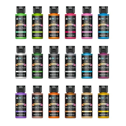 Metálicos Artistas Pinturas Acrílicas 18 Colores Set de Pinturas Acrílicas Metálicos para Lienzos Madera Cerámica Papel Manualidades Principiantes Niños