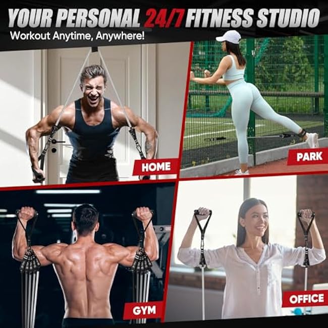 HPYGN Resistance Bands, Exercise Bands for Working Out, Workout Bands Men, Fitness Band with Handle, Door Anchor, Home Gym Equipment for Musle Training, Physical Therapy, Strength Training, Shape Body