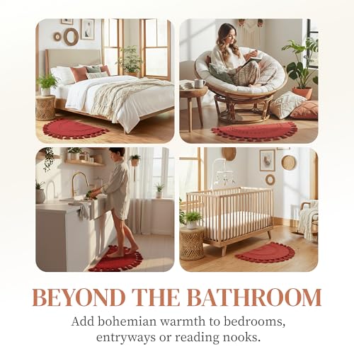 Tapete Bohemio de baño con algodón y crochet 42x22 miniatura 6