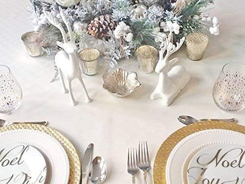 A White Christmas Rectangle or Oval Stain Resistant Tablecloth - Please choose the size and shape -