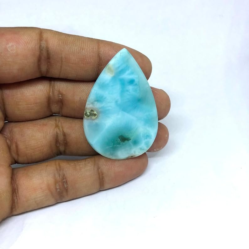 Larimar cabochon poire 42x28mm pour création de bijoux DIY - 5