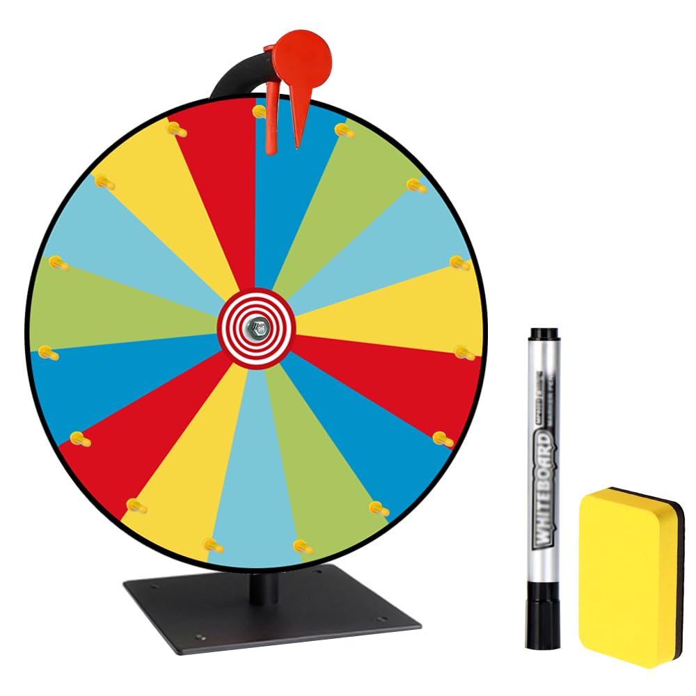 Glücksrad, 30cm Glücksrad zum Drehen, 15 Gitter Glücksrad zum Selbstgestalten, Glücksrad mit Radiergummi und Markierstift, Preisrad Spielzeug, Drehrad Glücksrad für Wortspiele, Karneval Party