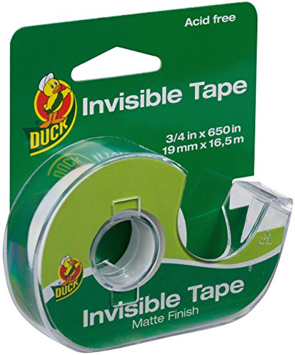 Duck Brand Invisible Matte Acetate Tape with Dispenser, 3/4-Inch x 650 Inches, Clear, Single Roll (1062649)
