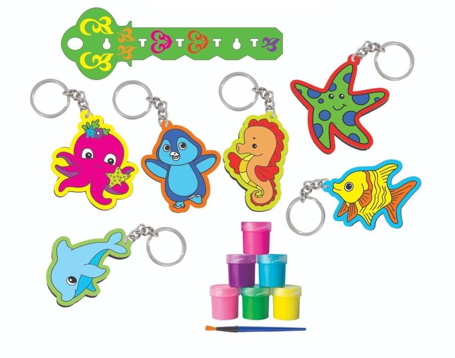 RATNAS Aqua Animals Keychain Making DIY Kit Along with Key Chain Holder - Wooden MDF Cut Out Art & Craft Make Yourself Activity Kit for Kids Ages 5+ Years (B0CQBXB3PS) Amazon Price History, Amazon Price Tracker