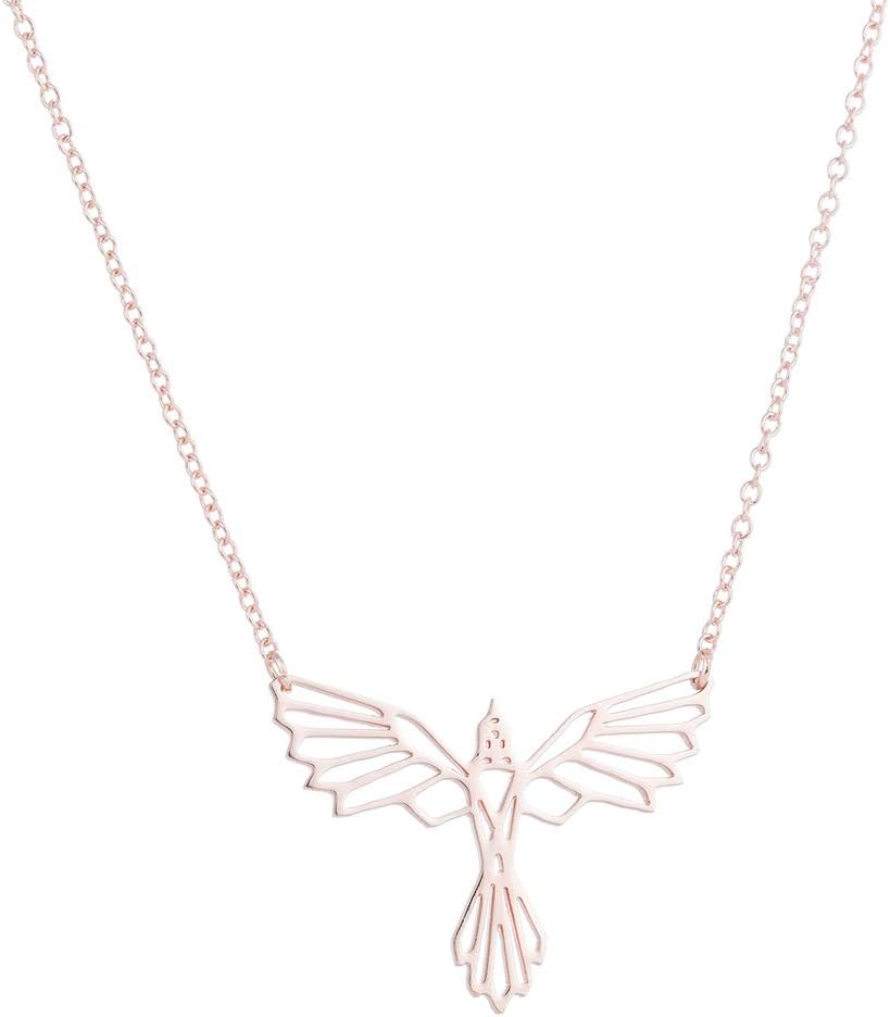 Origami Phoenix Bird Necklaces for Women Men Geometric Animal Necklace Pendant Hypoallergenic Jewelry