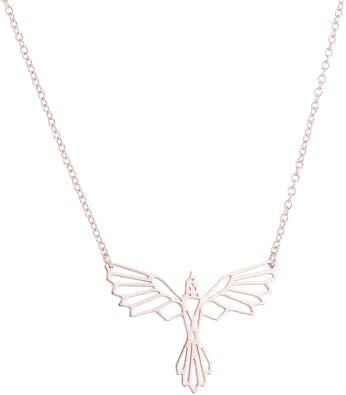 Origami Phoenix Bird Necklaces for Women Men Geometric Animal Necklace Pendant Hypoallergenic Jewelry