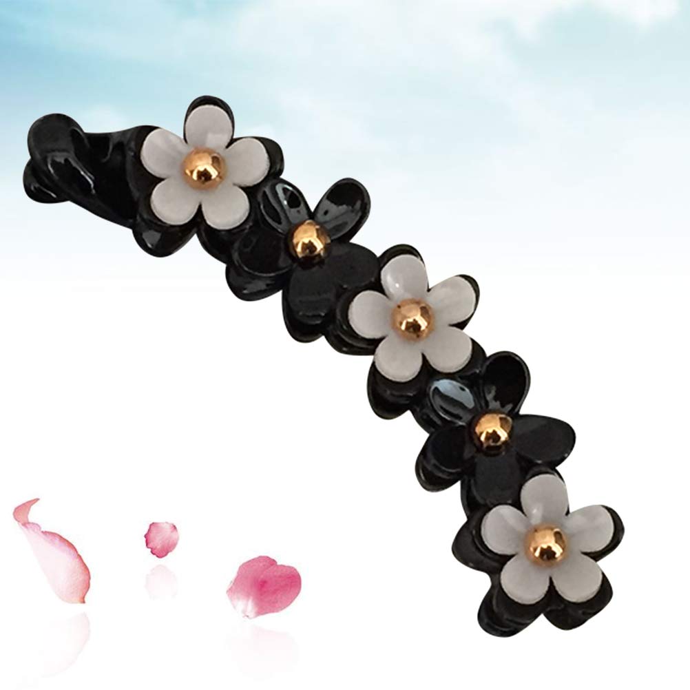Lurrose Banana Hair Clips Toothed Ponytail Holder Strong Tension Hair Claw Flower Barrette for Women Girls,Black - Image 6