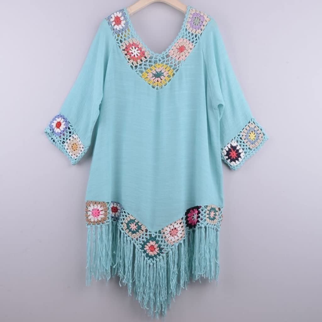 Robe de plage CLSDRZC à franges en maille tricotée et mousseline