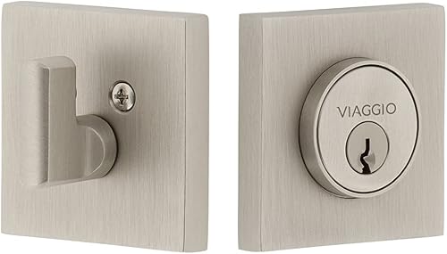 Viaggio Quadrato Rosette - Cerrojo de seguridad de 2-34" de cilindro único en níquel satinado