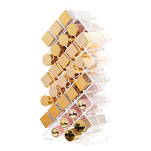 BEAUTTI DAUPHINE Clear Lipstick Holder Organizer, 28 Spaces Acrylic Lipgloss Organizers and Storage Box Display Stand