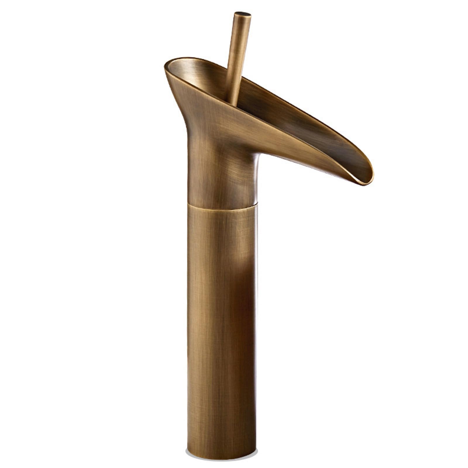 Grifo de cascada negro retro de latón antiguo para lavabo de un solo agujero