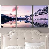 3 Piece Framed Canvas Wall Art Winter Lake Canvas Prints Home Artwork Decoration for Living Room,Bedroom - 16
