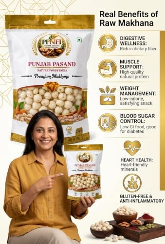 Image of Punjab Pasand Nature Foods India Premium Makhana, 100% Natural, High Protein, No Preservatives, Hand Picked, 250g