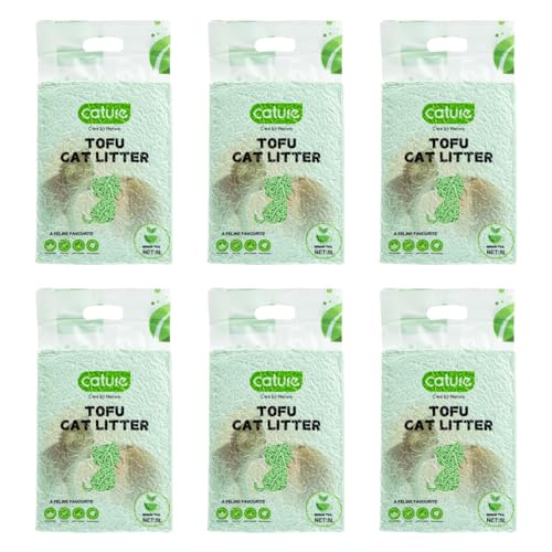 Image of Cature Care by Nature Tofu Cat Litter Natural Flushable Clumping Litter Plant Based Biodegradable Ultra Odour Control 99% Dust Free Low Tracking Cat Litter (Green Tea, 6L, Pack6)