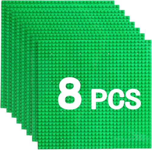 HUIZDQ 8 Stück Klassische Grundplatten für Bauklötze, 100% kompatibel mit Allen großen Marken, mit 32 X 32 Noppen, (Grün)
