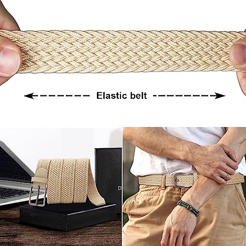 Image of DOOPAI Braided Stretch Belt for Men, Elastic Woven Belt, casual Fabric Golf Belt, 1 3 /8 inch for golf pants jeans, Gift Box