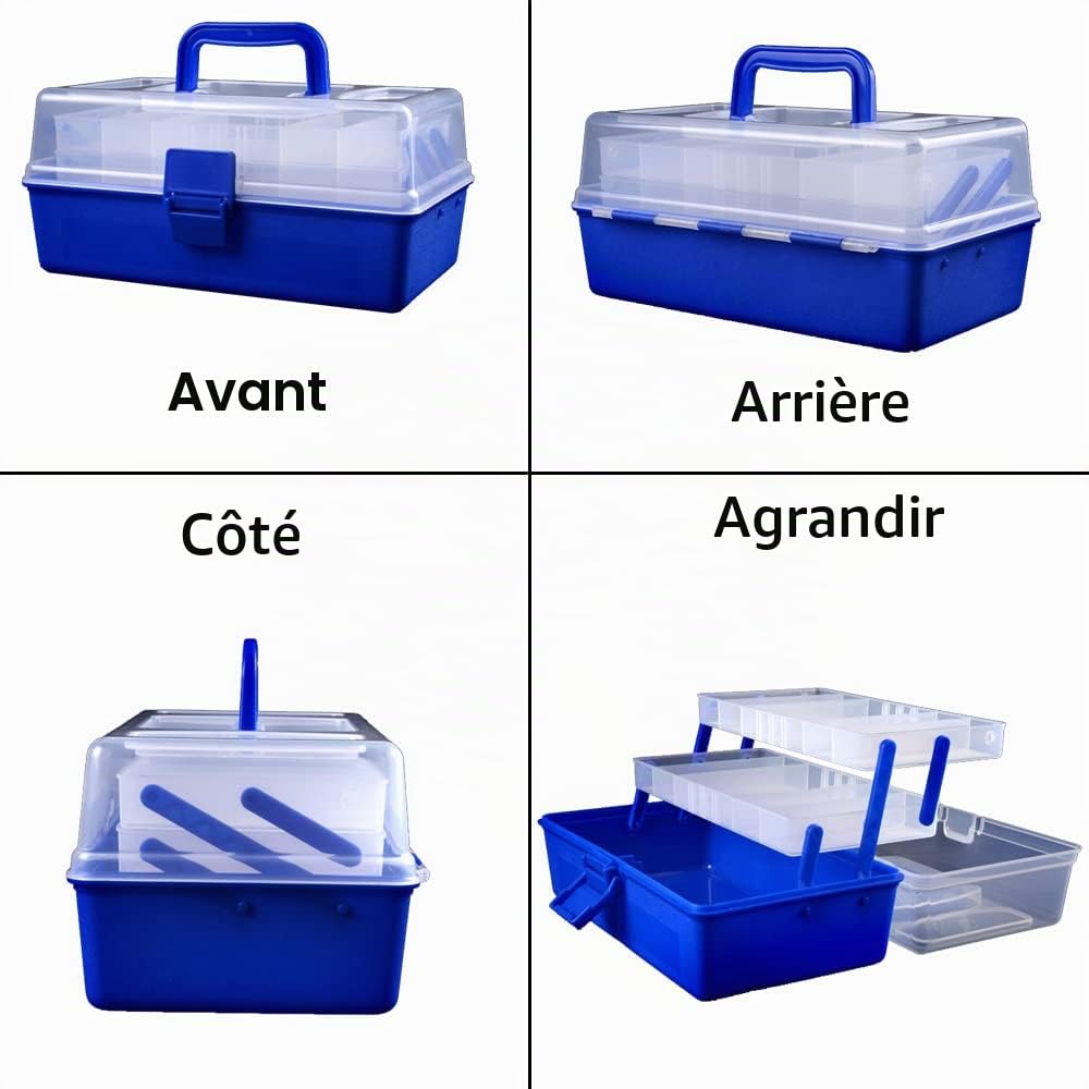 Boîte à pêche, Boite de Rangement pêche, Multifonctionnelle Fishing Tackle Box Avec Trois étages, Ldéal pour Le Storage des Leurres, Hameçons