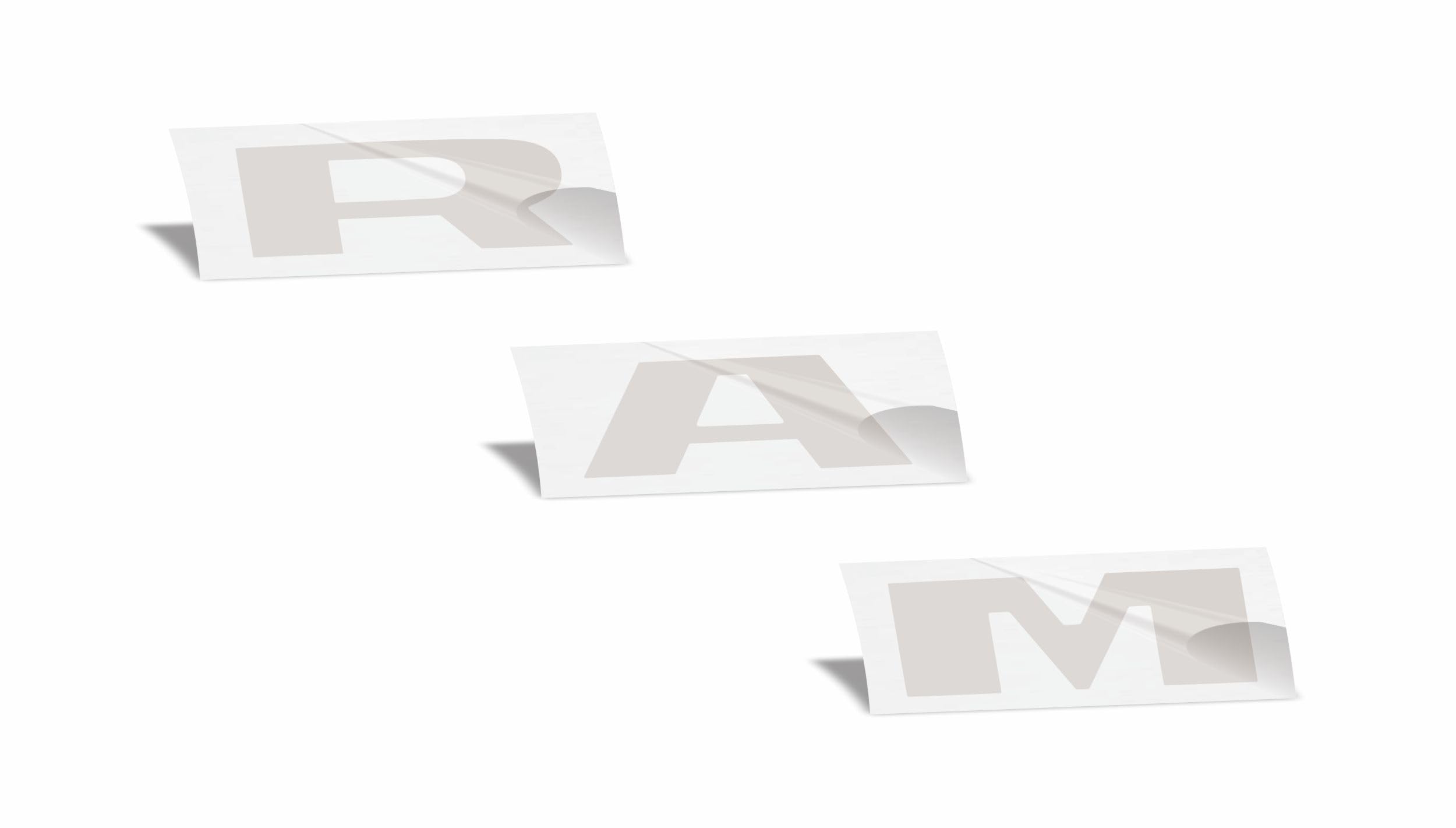 RAM Tailgate Emblem Overlay Decal Stickers 2025 Ram 1500 (Color: Reflective Light Silver)