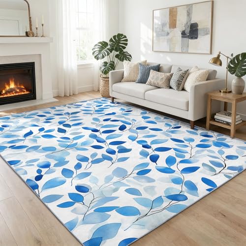 Alfombra para dormitorio rectangular Elegance de 80 x 150 cm con hojas botánicas 3