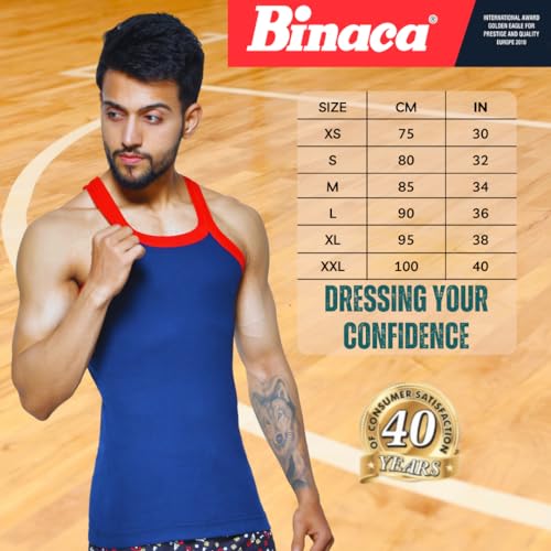 Image of Binaca Premium Men's Ribbed Vest, Pack of 3 & 5 Sleeveless Cotton Gym and Sports Vests for Men - Versatile Inner Vest and Sando Baniyan