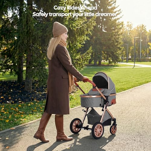 Image of Cochildor DuraFlex 2 in 1 Baby Stroller, Foldable Travel Stroller | Infant Stroller for Newborn to Toddler, Compact Stroller with Reversible Seat, All-Terrain Wheels, UPF 50+ Canopy, Gary