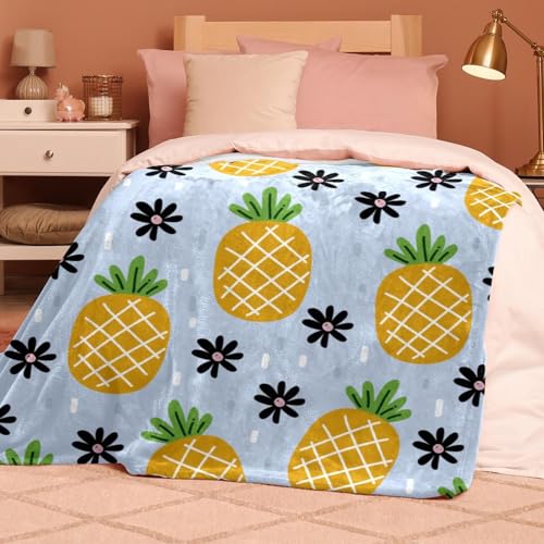 Couverture polaire ananas plaid microfibre doux pour canapé anti-froid - 8