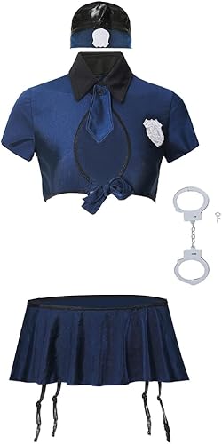 Miniatura 5 de Conjunto de disfraz sexy y travieso para mujer, juego de rol de policía, colegialas policía, lencería uniforme