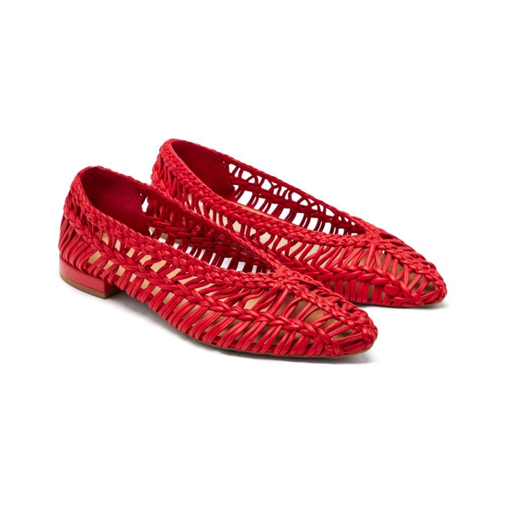 GIOSEPPO FAYSTON Braided Leather Ballerinas, red, 8 UK