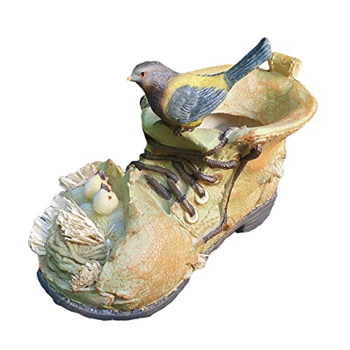 Aspinaworld Gartenfigur, Pflanzschuh mit Vogelnest zum bepflanzen, Figur für den Garten, wetterfeste Deko