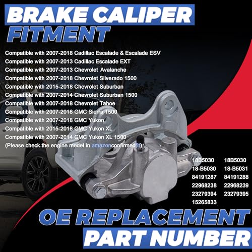 Image of Rear Disc Brake Calipers Compatible with 07-18 Silverado, 18B5030 18B5031