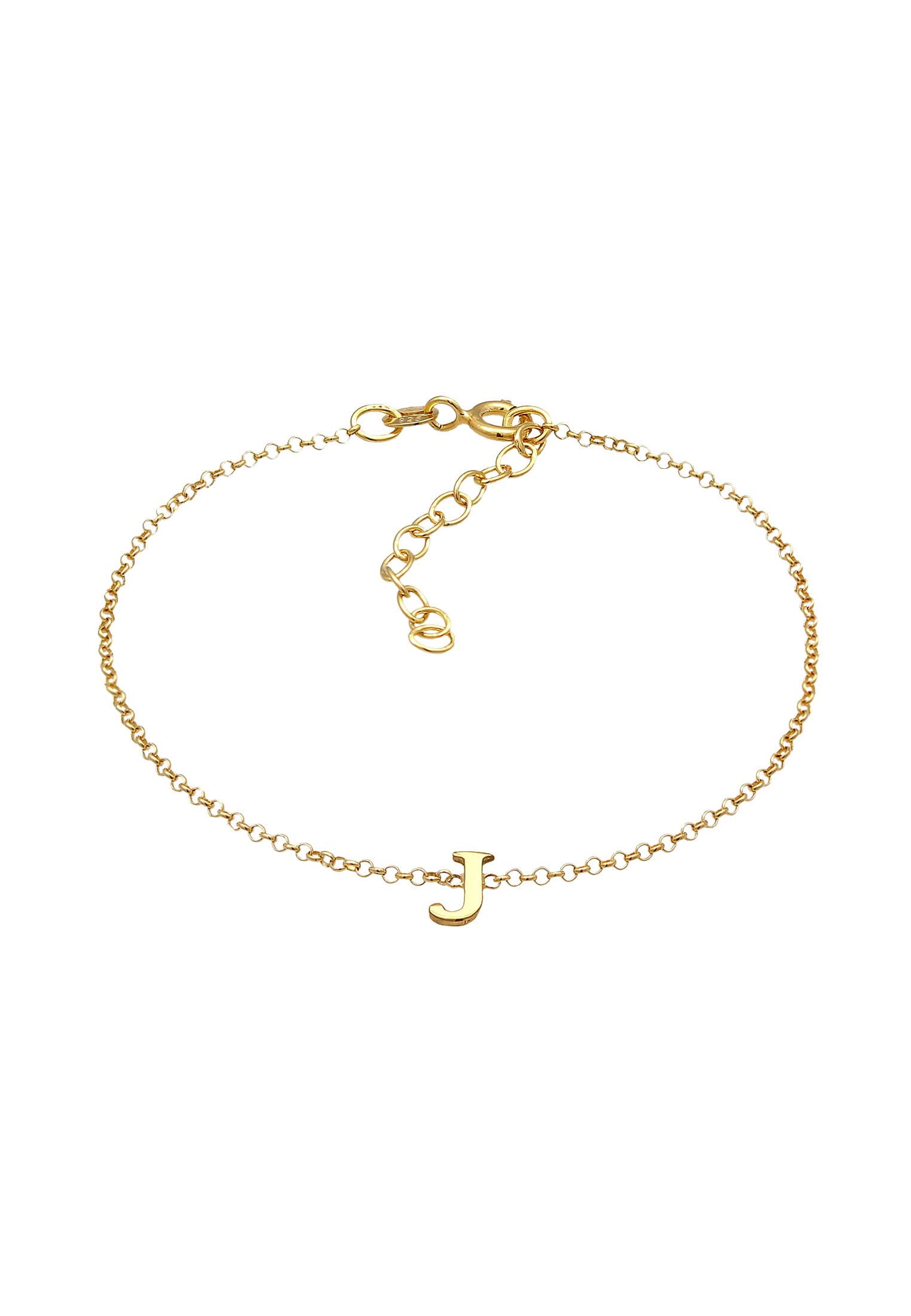 Elli Bracelet Ladies Pendant Letter J Basic In 925 Sterling Silver Gold Plated