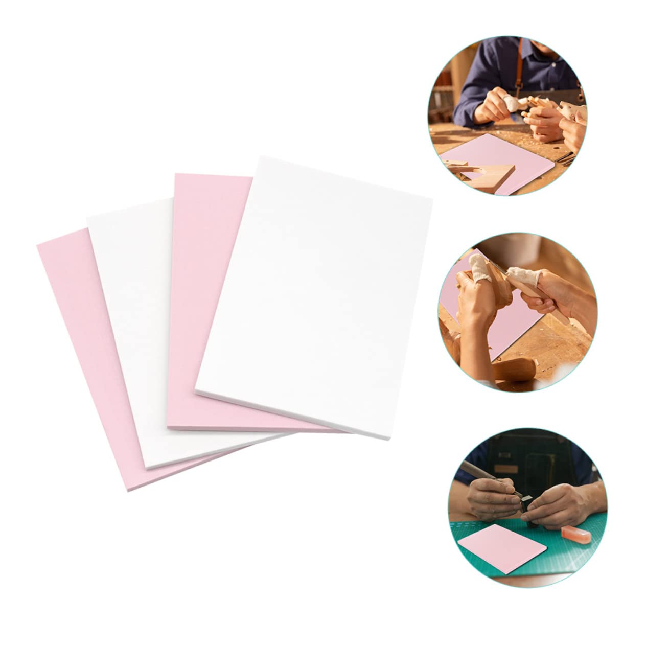 NUOBESTY 4pcs Professional Rubber Blocks for Stamp Making Kit DIY Carving Material Flexible Rubber Stamps Crafts Easy Applicati