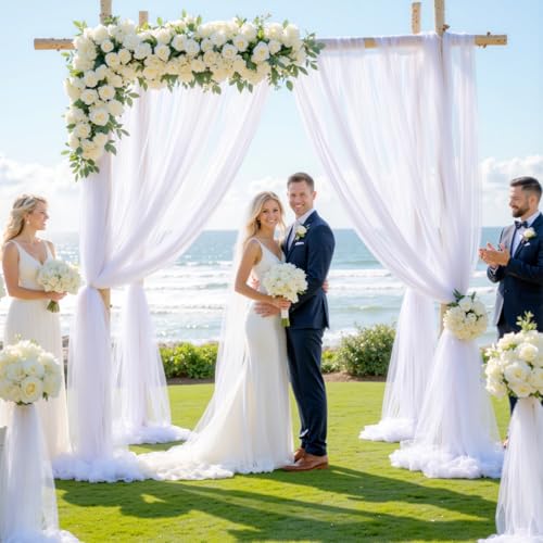 Tela para arco de boda 1 panel 60" x 26 pies blanco miniatura 2