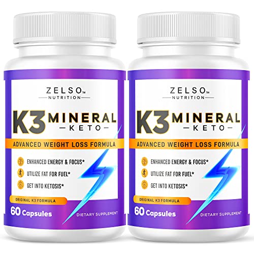 ZELSO (2 Pack K3 Mineral Weight Loss Pills for Women and Men, K3 Mineral Pills - K3 Salt Mineral, Vitamin + K3 Capsules Supplement for Keto Weight Loss - 2 Months Supply