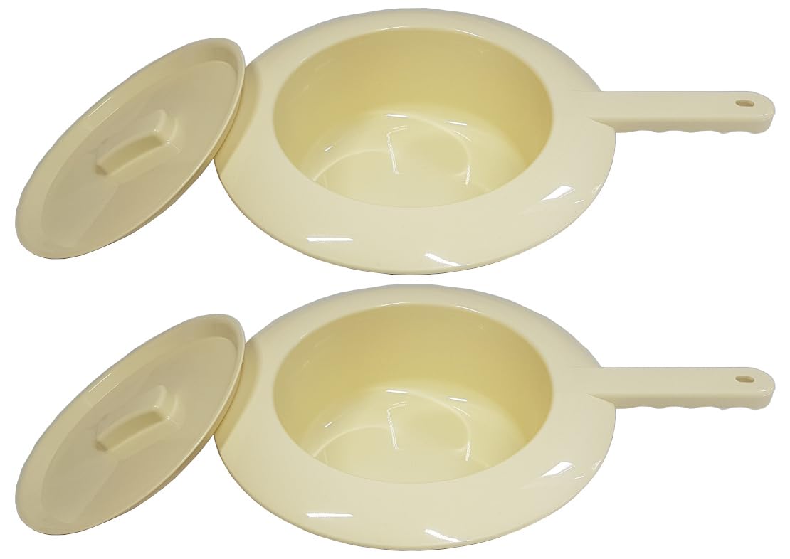 2x FabaCare Medizinische Pflege-Bettpfanne für Erwachsene aus Kunststoff, Bettpfanne, Toilettentopf, Mobile Toilette, Zimmertopf, Stechpfanne, Töpfchen, Stechbecken, Nachttopf, Mobiles WC, Doppelpack