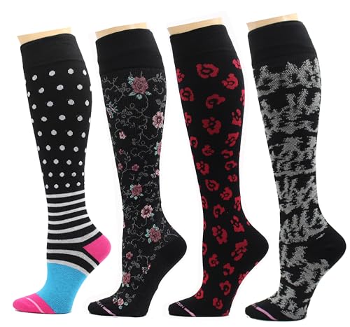 Image of Dr. Motion 4 Pairs Therapeutic Graduated Compression Women's Knee-hi Socks