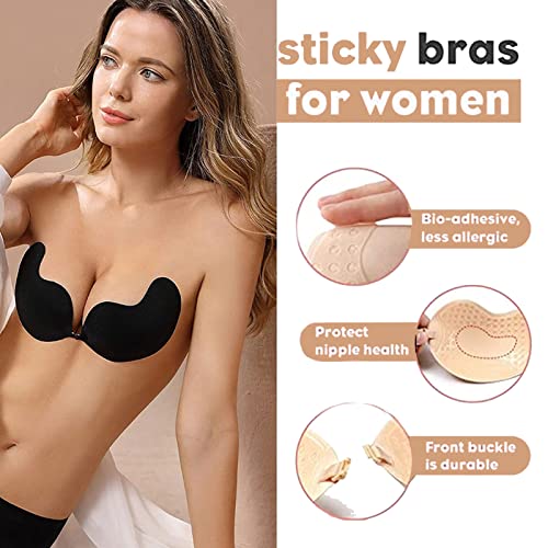 Wsedper Adhesive Bra Invisible Lifting Bra, Reusable Sticky Push Up Bra, Strapless Backless Bra For Women (Mango Bra,C) #TOP2