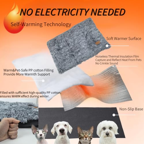 Little Bean Self Heating Pad for Dogs and Cats Heated Cat Bed Soft Warm Dog Mat Non-Electric Warming Pet Mat for Outdoor and Indoor Large Kittens Small Puppy Pets (S) - Image 3