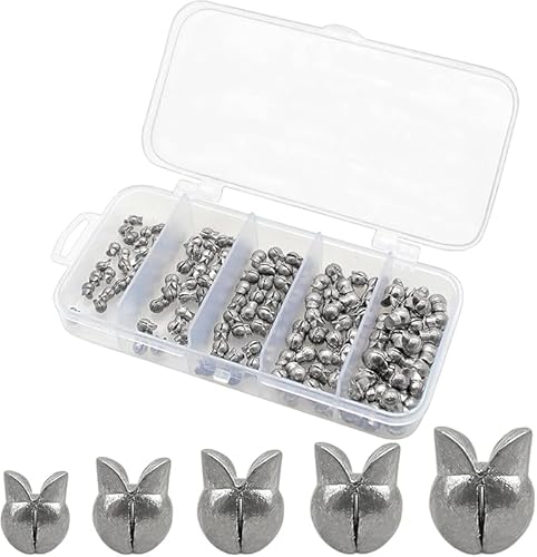 150pcs/Box Split Shot Fishing Sinkers, 5 Sizes Fishing Weights Sinkers Open Mouth Design Weights Clip Freshwater Saltwater Fishing Accessories