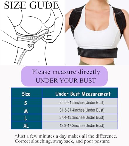 Image of Posture Corrector for Women & Men Adjustable Lightweight Upper Back Brace Support Improve Posture Support Belt for Scoliosis Pain Relief From Shoulder Back Correct Hunchback(Black,Medium)