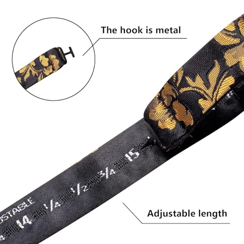 Image of Dubulle Self Tie Bow Ties and Lapel Pin for Men Paisley Solid Mens Bowtie and Handkerchief Cufflinks Set Wedding
