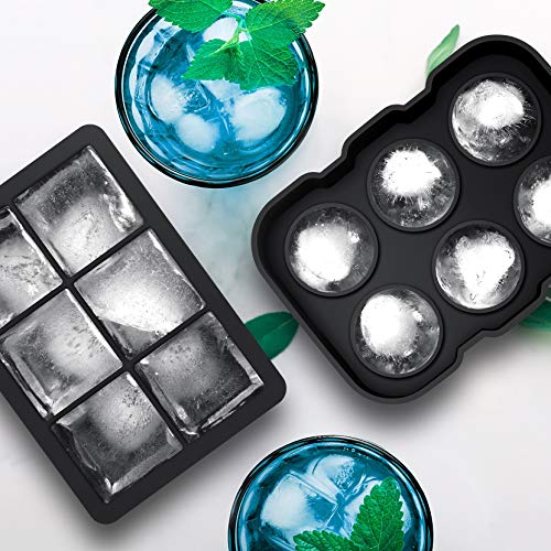 OMORC Ice Cube Trays, Silicone Ice Ball Maker Easy Release Food Grade Flexible Stackable Safe Ice Cube Molds 6 Cavity for Whiskey, Cocktails, Baby Food, Reusable and BPA Free, Pack of 2 - Thumbnail 5